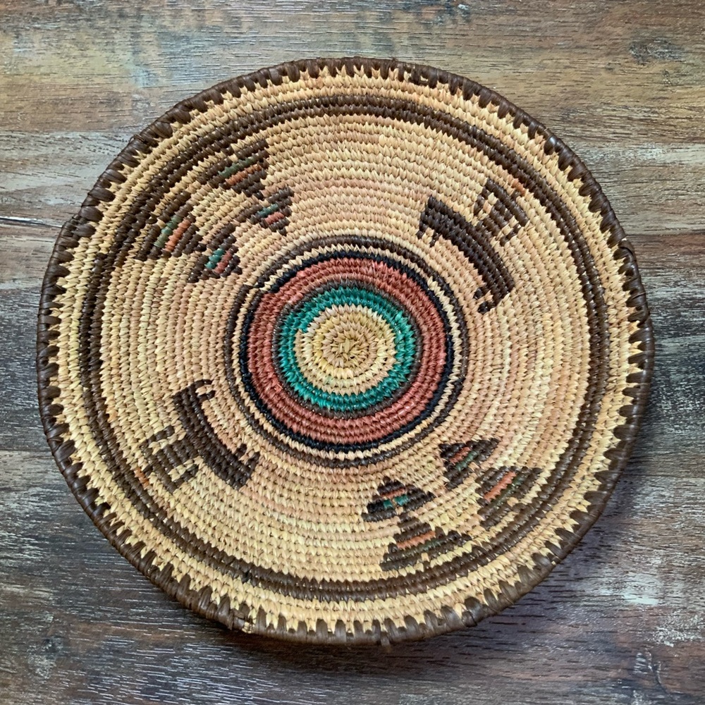 Vintage Authentic African Coil Basket 12” Nigerian craftsmanship